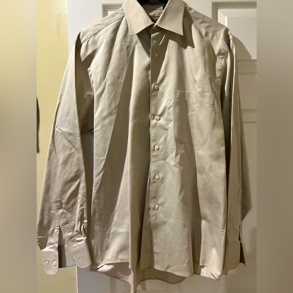 Joseph Abboud Egyptian Combed Cotton Tan Beige Men's Shirt 15.5 34-35